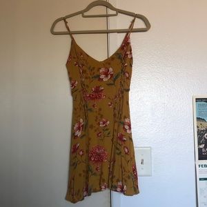 Yellow floral mini dress